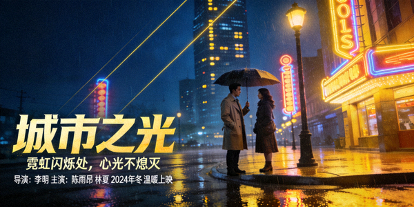 精选电影《城市之光》海报，现代都市夜景与人物故事