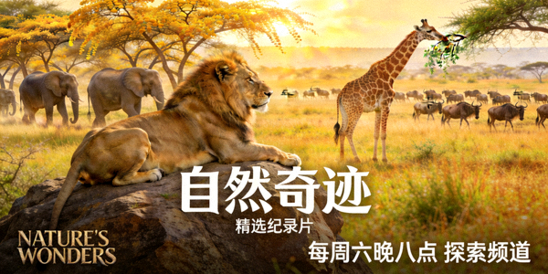 精选纪录片《自然奇迹》海报，野生动物在自然栖息地生活