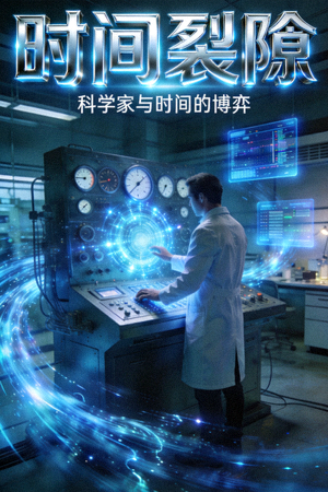 科幻剧《时间裂隙》海报，科学家在实验室操作时间机器
